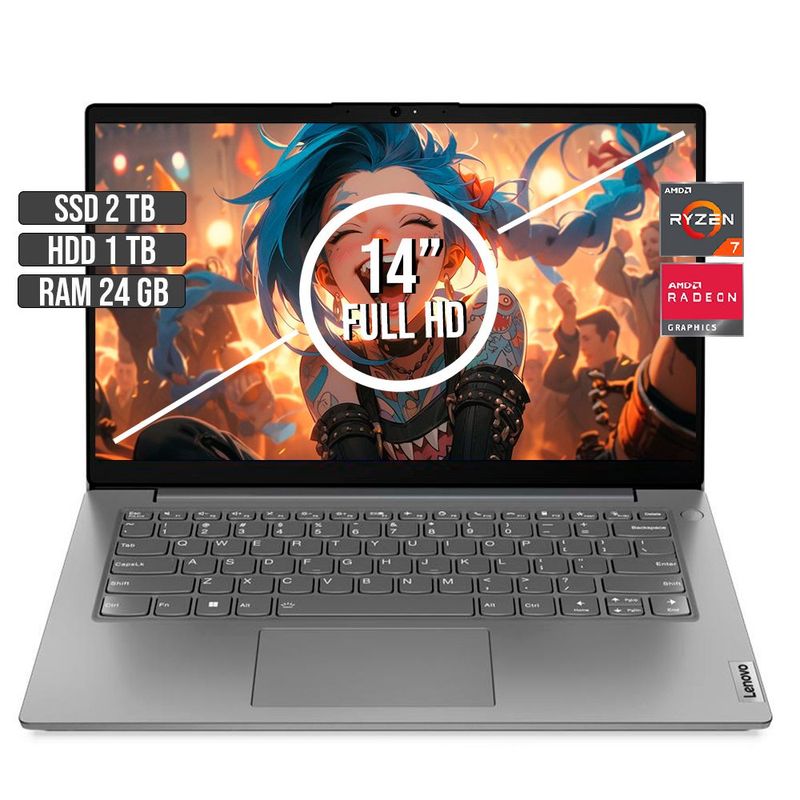 LENOVO - LENOVO V14 AMD RYZEN 7-5825U SSD 2TB + HDD 1TB RAM 24GB LED 14 FULL HD