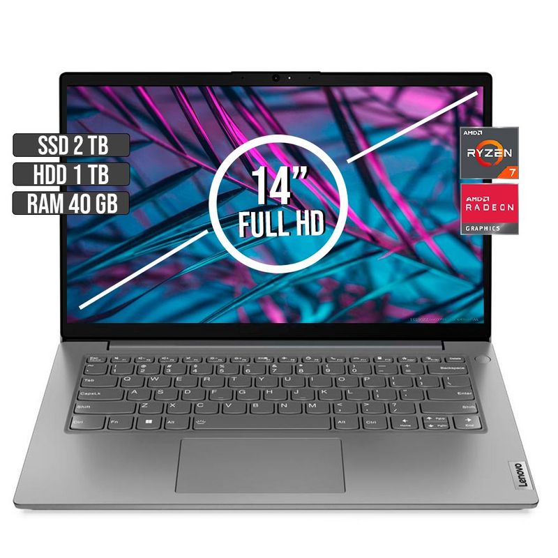 LENOVO - LENOVO V14 AMD RYZEN 7-5825U SSD 2TB + HDD 1TB RAM 40GB LED 14 FULL HD