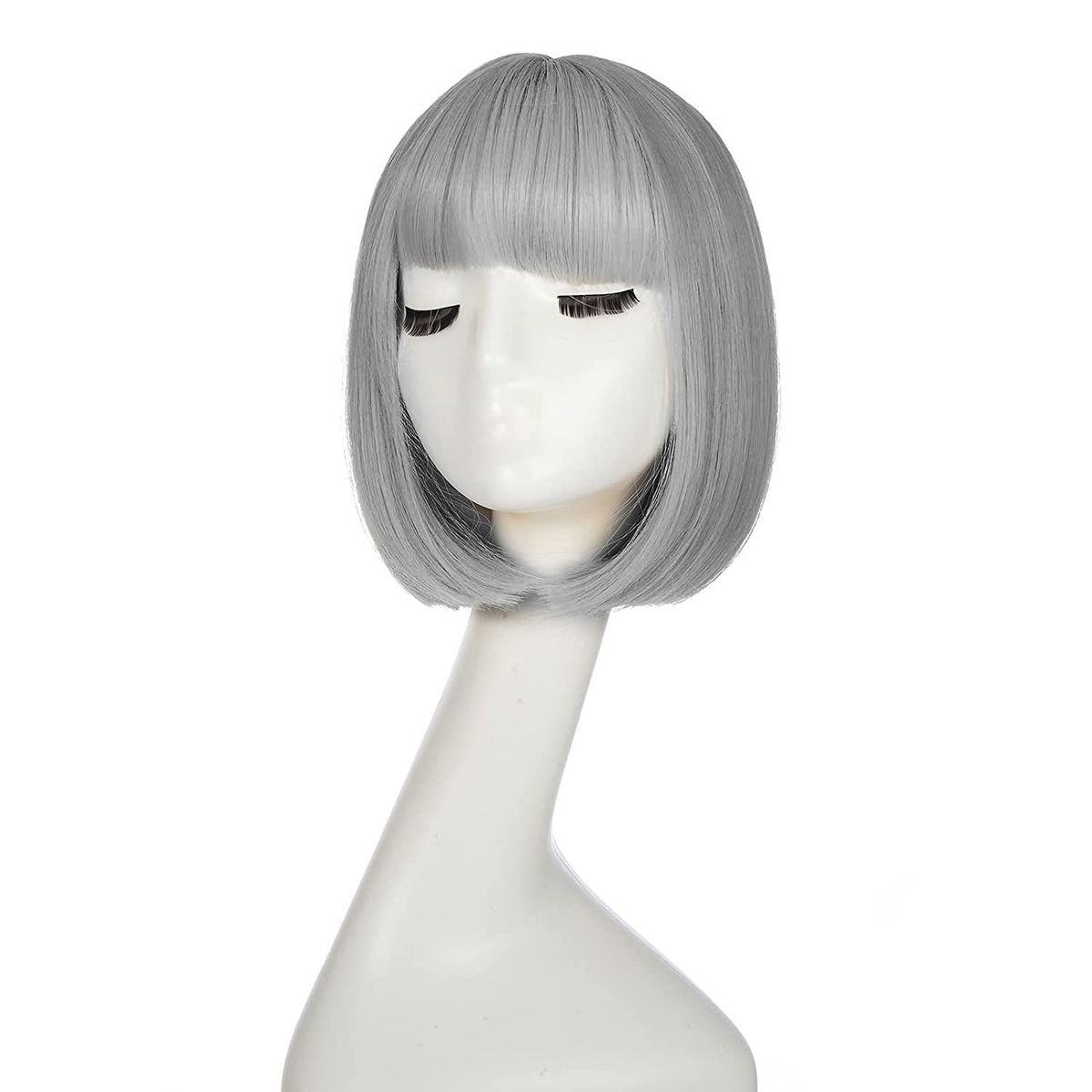 P&R APRECIOSDEREMATE - Peluca Corta Bob Gris Silver Fiesta Halloween Carnaval Loca