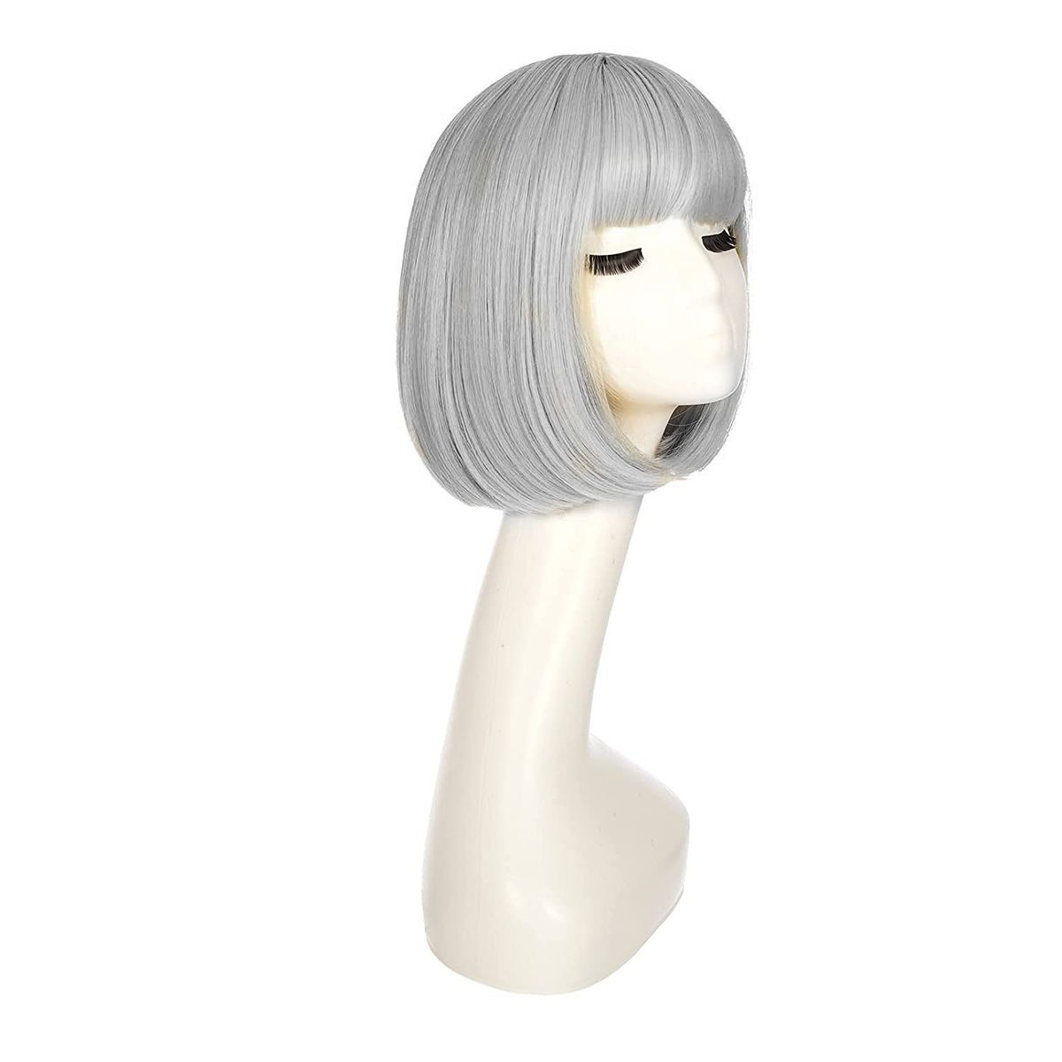 P&R APRECIOSDEREMATE - Peluca Corta Bob Gris Silver Fiesta Halloween Carnaval Loca