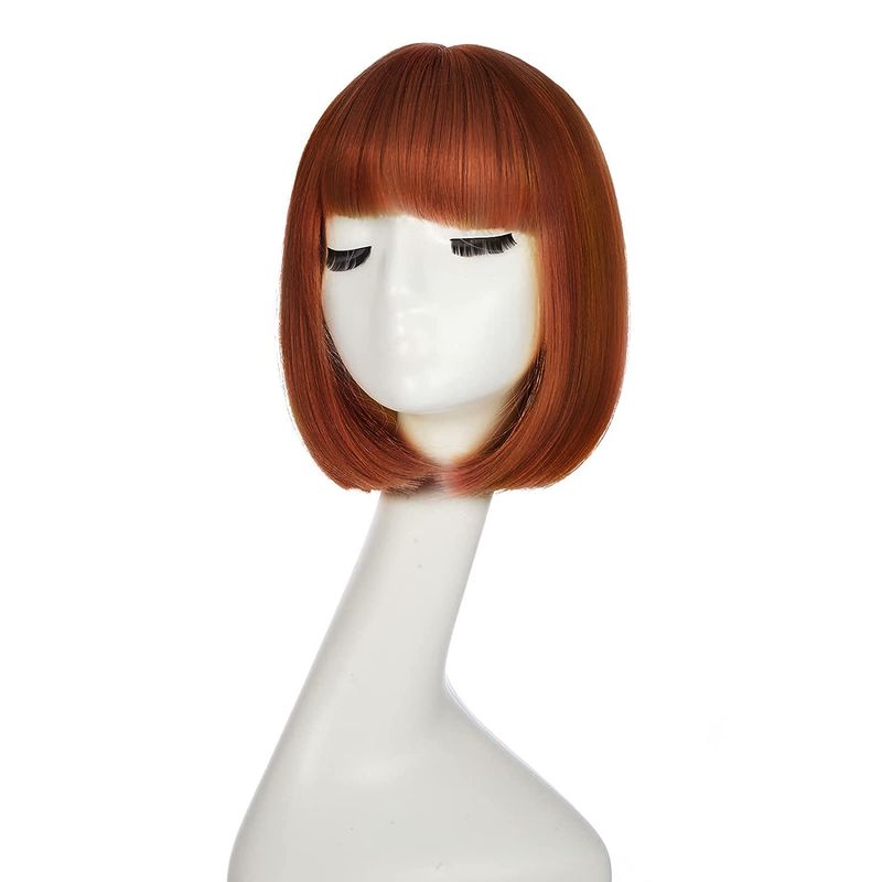 P&R APRECIOSDEREMATE - Peluca Corta Bob Café Fiesta Halloween Carnaval Hora Loca