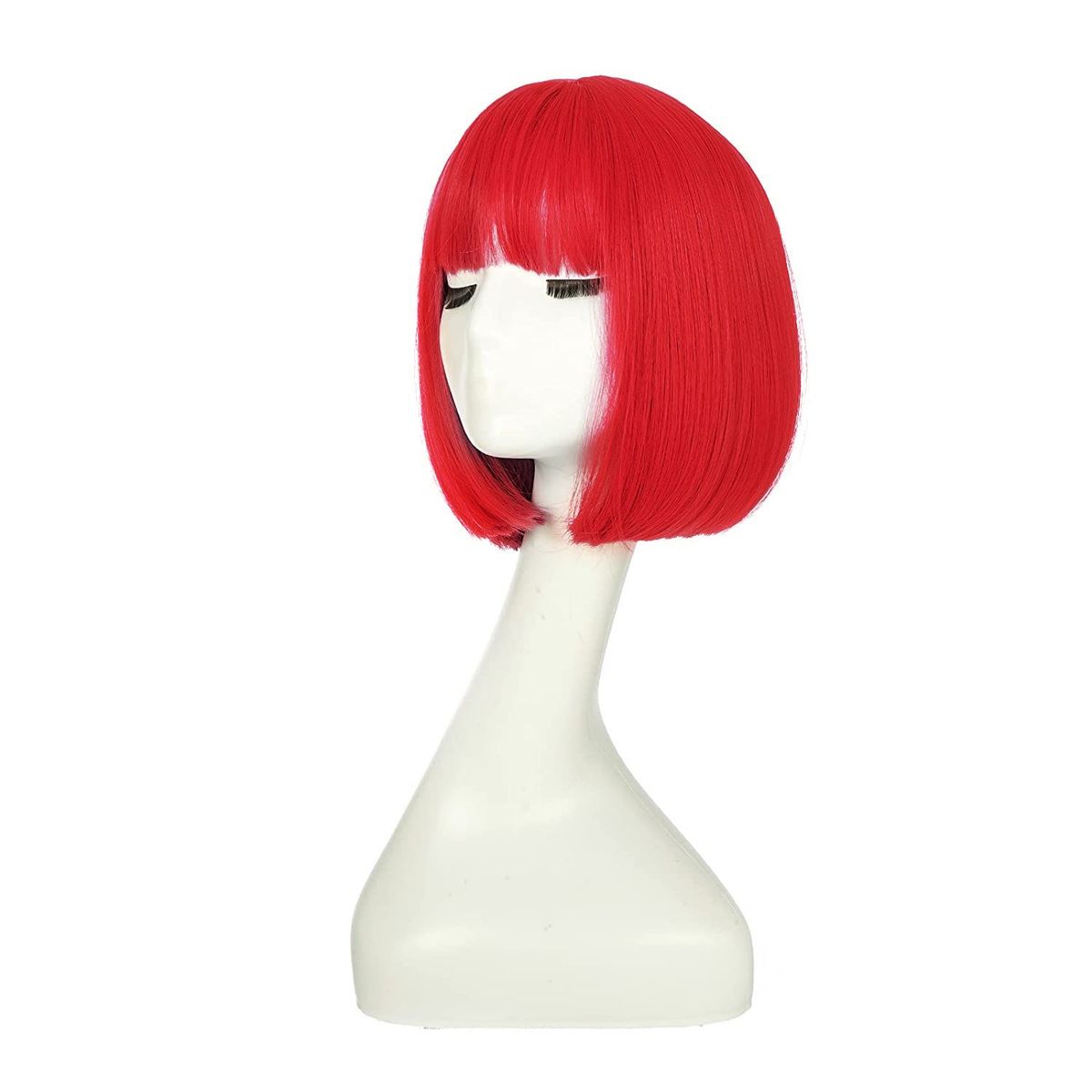 P&R APRECIOSDEREMATE - Peluca Corta Bob Rojo Fiesta Halloween Carnaval Hora Loca