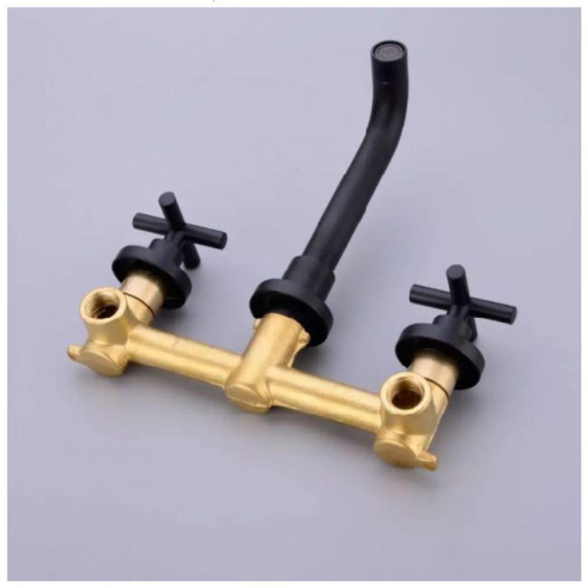 GENERICO - Griferia Negra Lavamanos Pared Mezclador Agua Fria Caliente