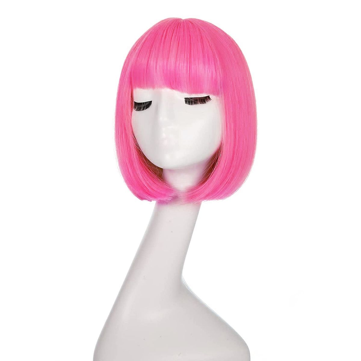 P&R APRECIOSDEREMATE - Peluca Corta Bob Magenta Rosa Chicle Magenta Halloween
