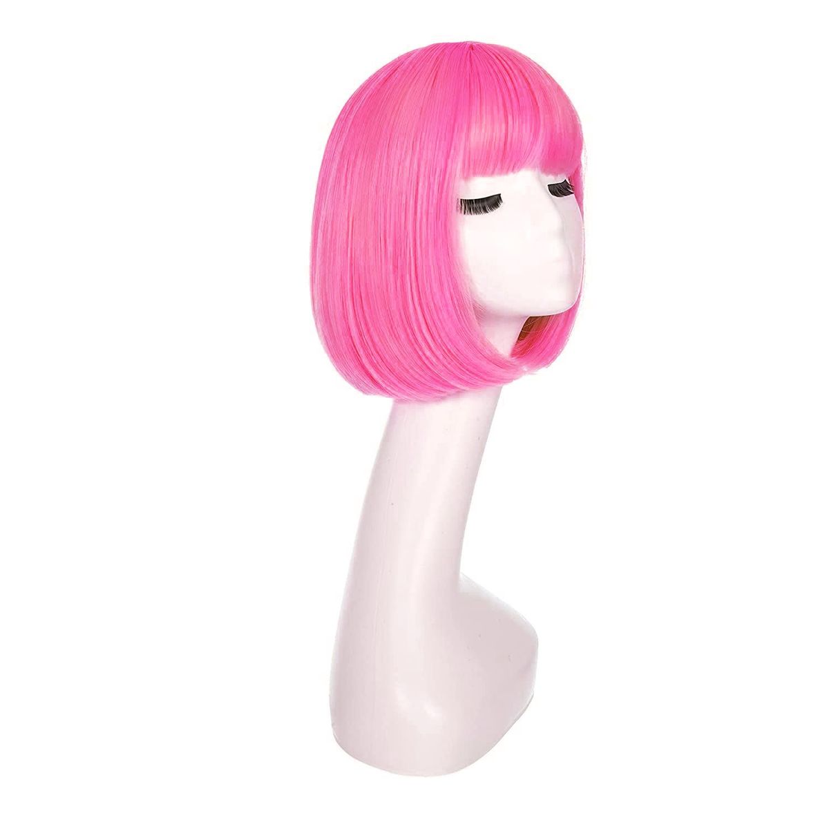 P&R APRECIOSDEREMATE - Peluca Corta Bob Magenta Rosa Chicle Magenta Halloween