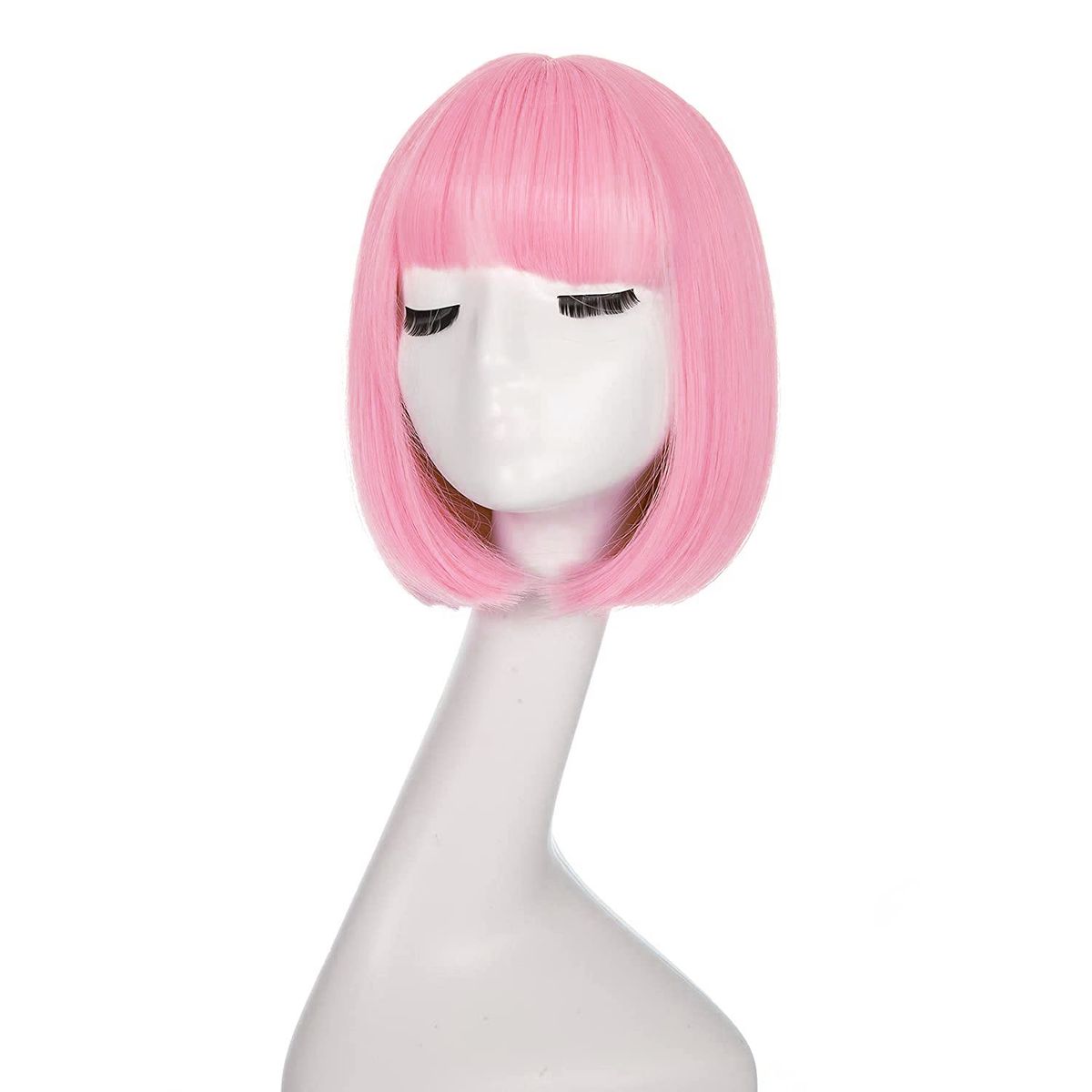 P&R APRECIOSDEREMATE - Peluca Corta Bob Rosado Fiesta Halloween Carnaval Hora Loca