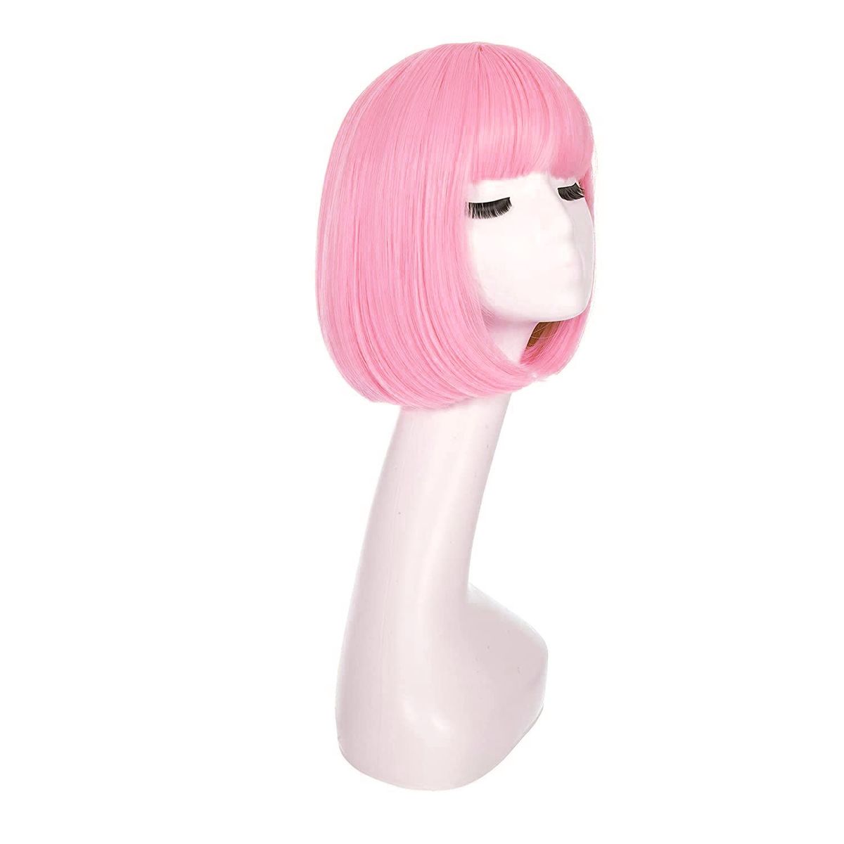 P&R APRECIOSDEREMATE - Peluca Corta Bob Rosado Fiesta Halloween Carnaval Hora Loca