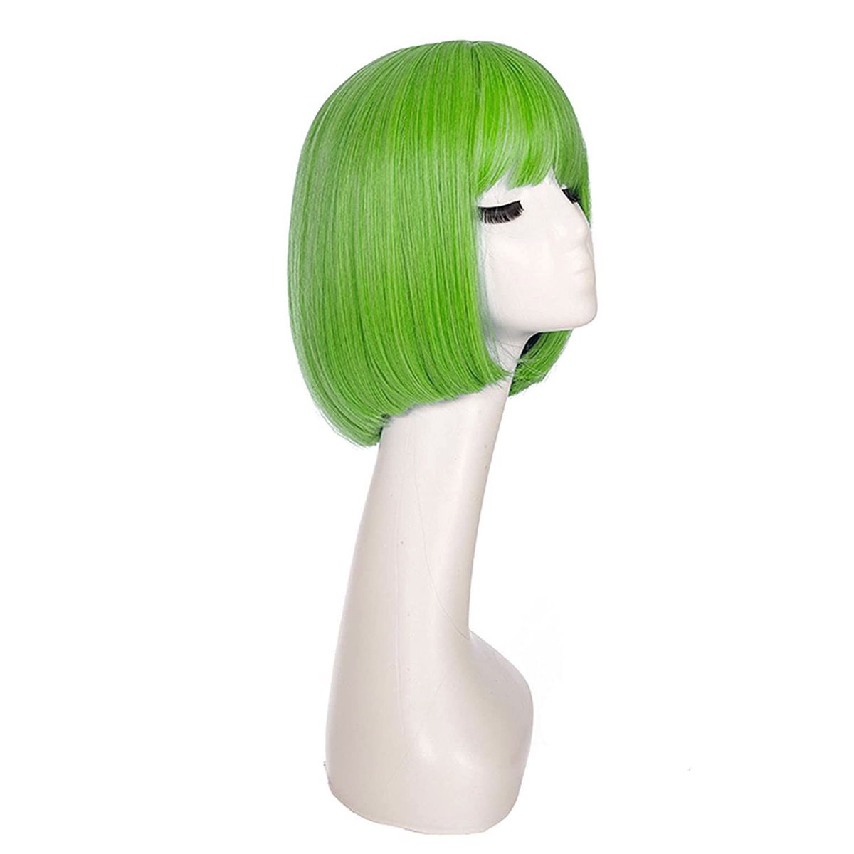 P&R APRECIOSDEREMATE - Peluca Corta Bob Verde Limón Fiesta Halloween Carnaval Loca