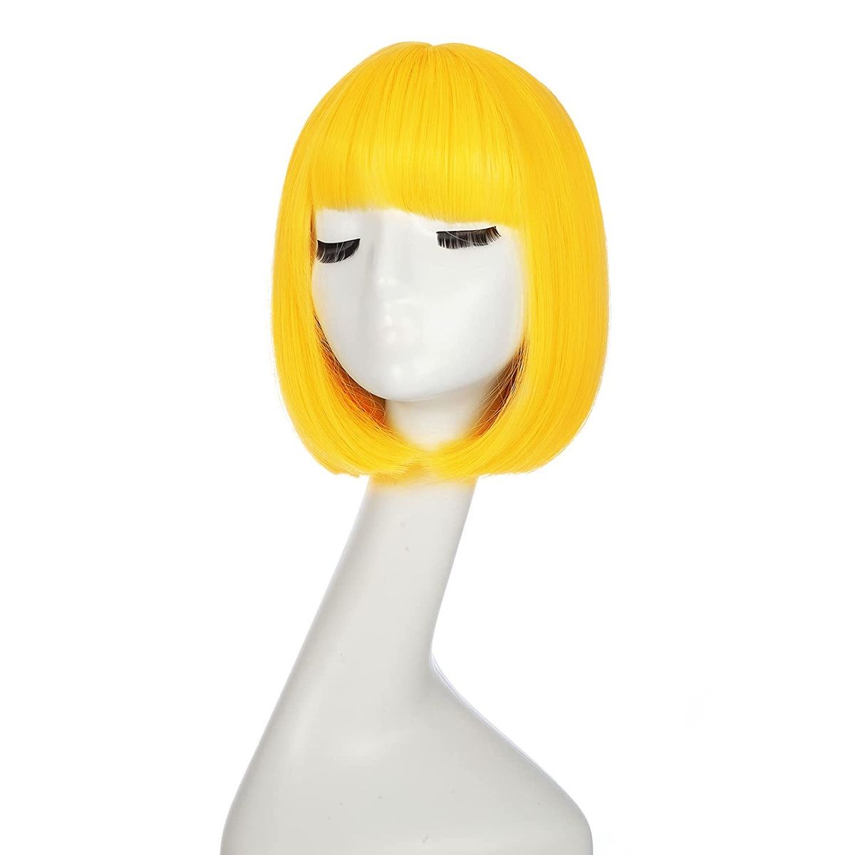 P&R APRECIOSDEREMATE - Peluca Corta Bob Amarillo Fiesta Halloween Carnaval Hr Loca