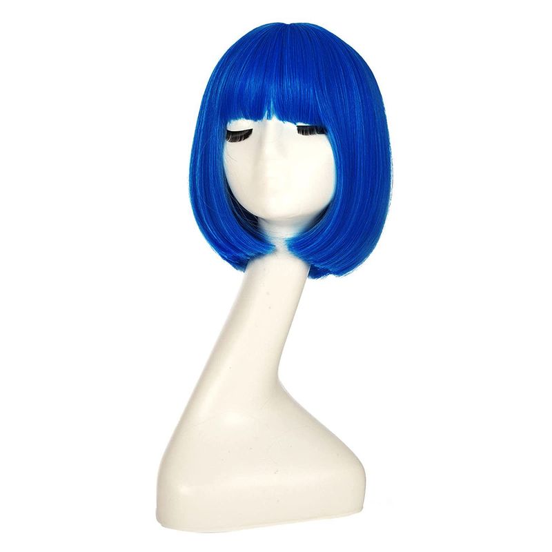 P&R APRECIOSDEREMATE - Peluca Corta Bob Azul Fiesta Halloween Carnaval Hora Loca