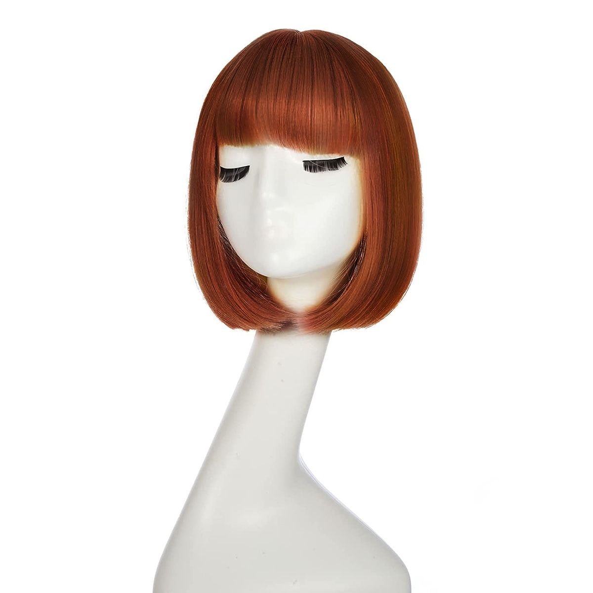 P&R APRECIOSDEREMATE - Peluca Corta Bob Castaño Cobrizo Fiesta Halloween Carnaval