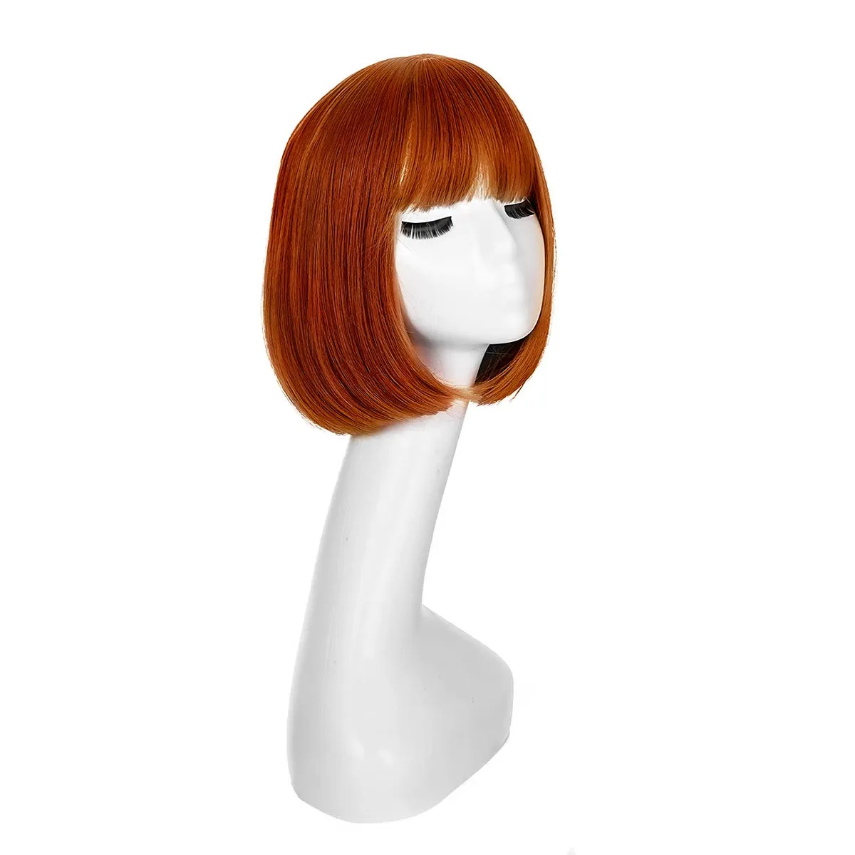 P&R APRECIOSDEREMATE - Peluca Corta Bob Castaño Cobrizo Fiesta Halloween Carnaval