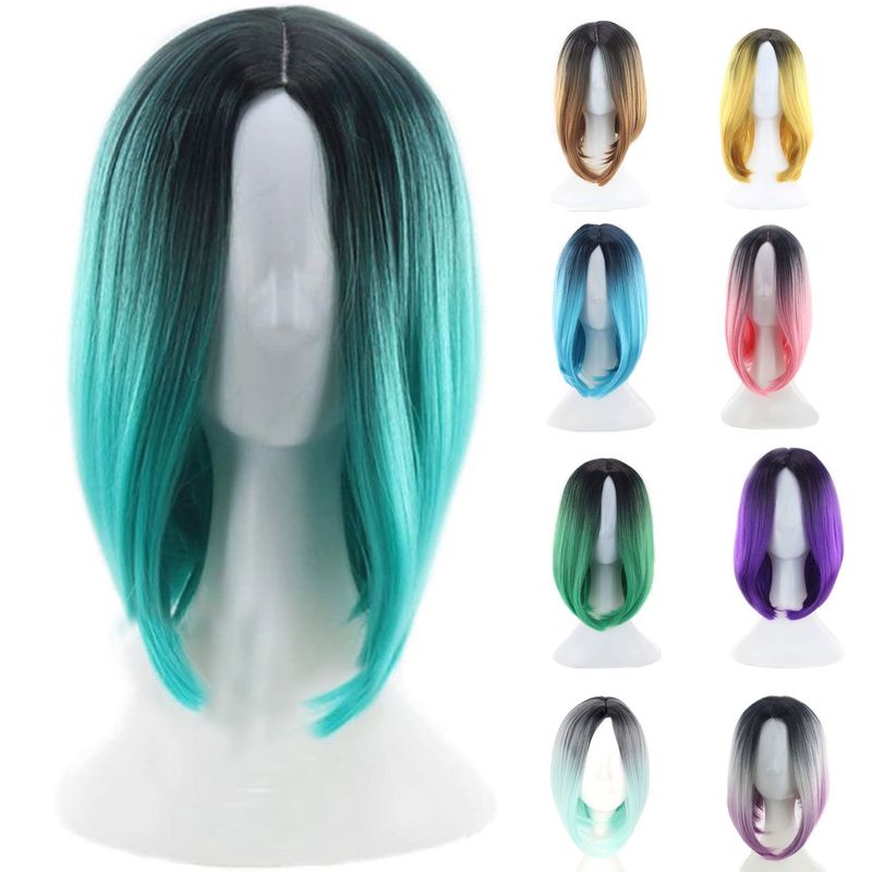 P&R APRECIOSDEREMATE - Peluca Balayage Cosplay Degradee Negro a Aguamarina Cyan