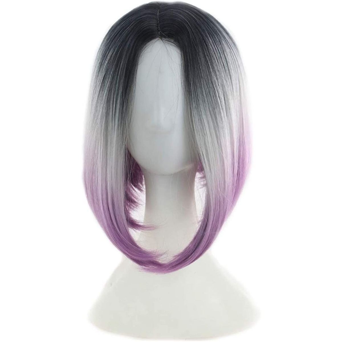 P&R APRECIOSDEREMATE - Peluca Balayage Cosplay Degradee Negro a Púrpura de 45cm