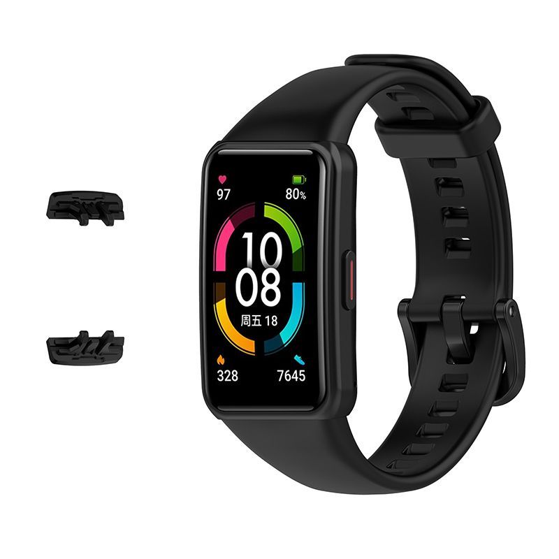 GENERICO - CORREA DE SILICONA PARA HUAWEI BAND 6/HONOR BAND 6 - NEGRO