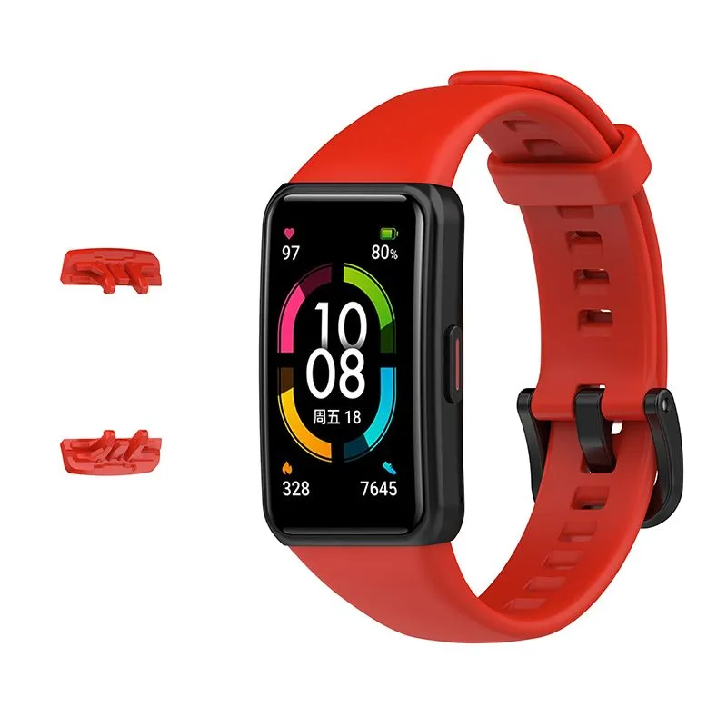 GENERICO - CORREA DE SILICONA PARA HUAWEI BAND 6/HONOR BAND 6 - ROJO