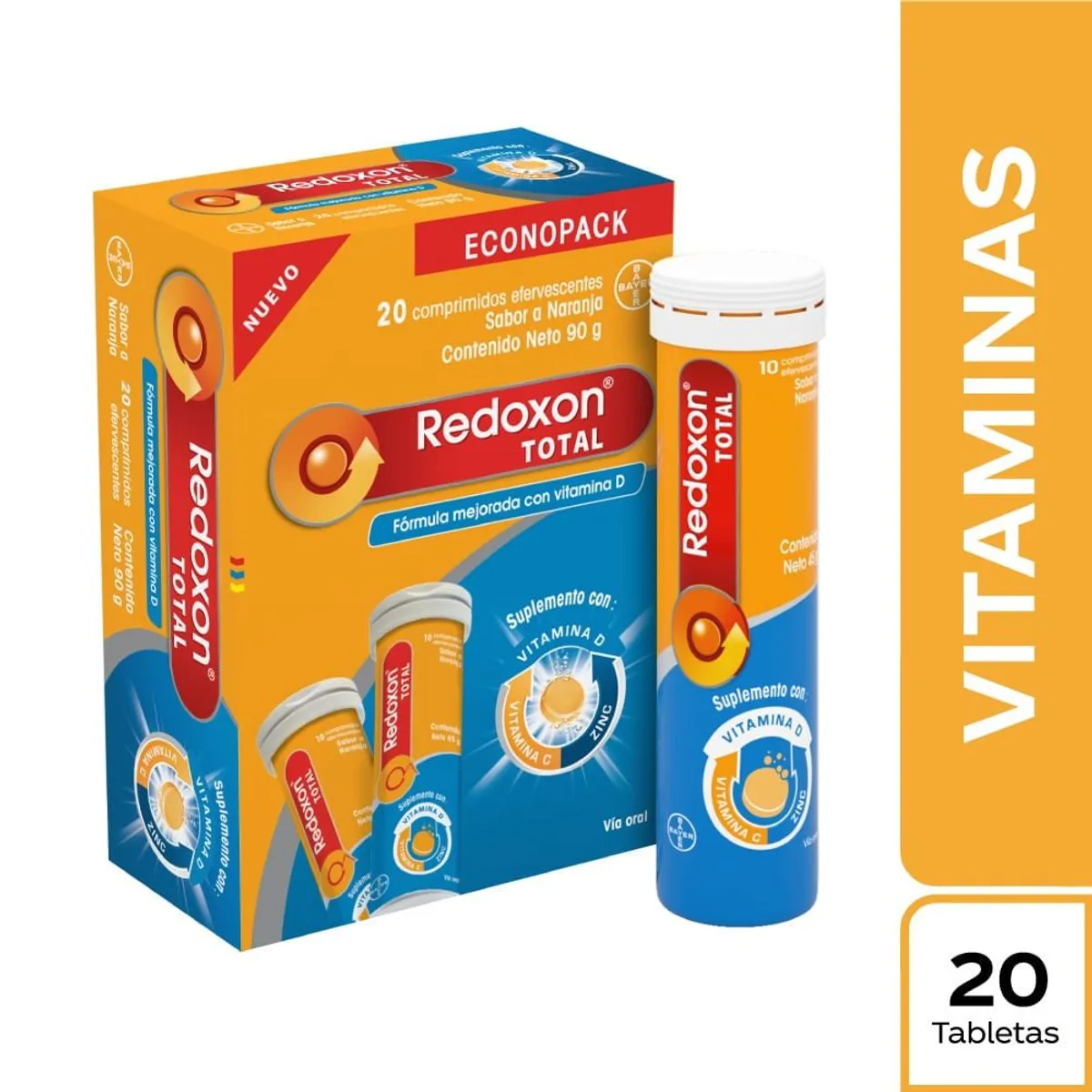 GENERICO - Redoxon Total Vitaminas C,d + Zinc X 20 Tabletas