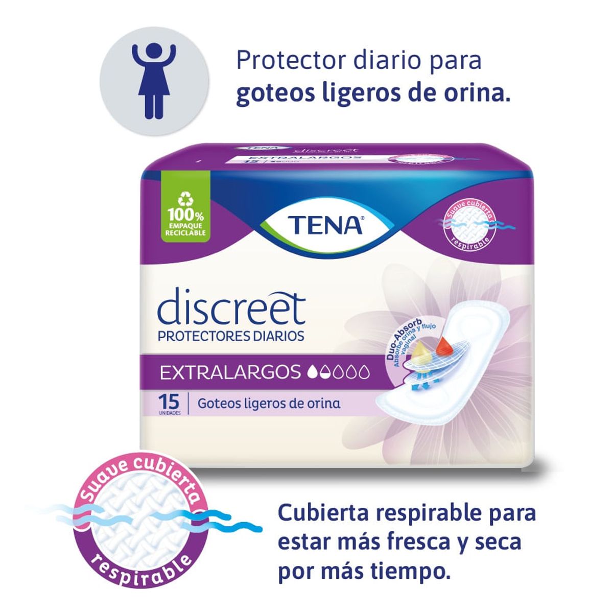 TENA - Protectores Lights Diarios Extralargos X 15und