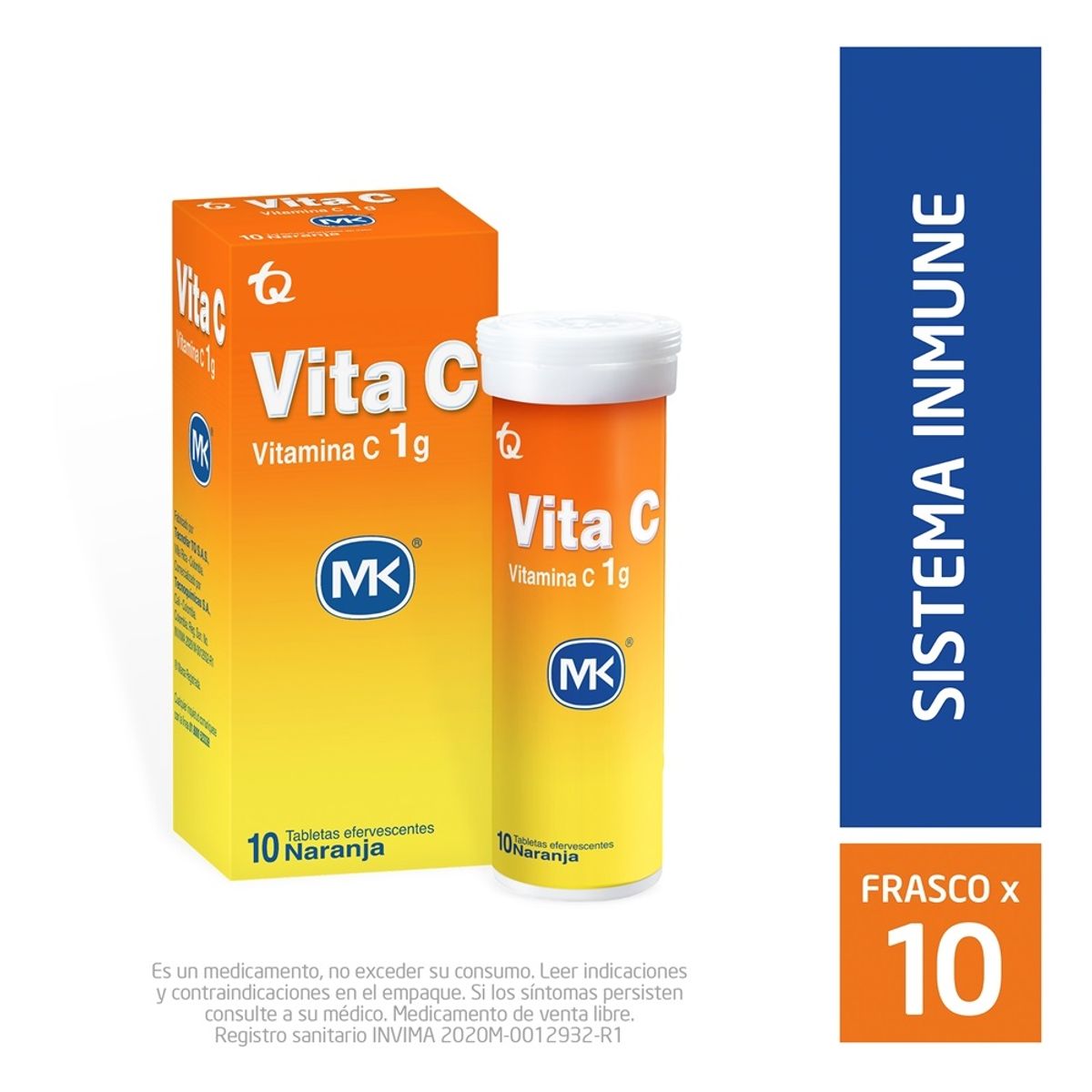 MK - Vita C Mk 1g Efervecente Naranja Tubo X 10 Tabletas