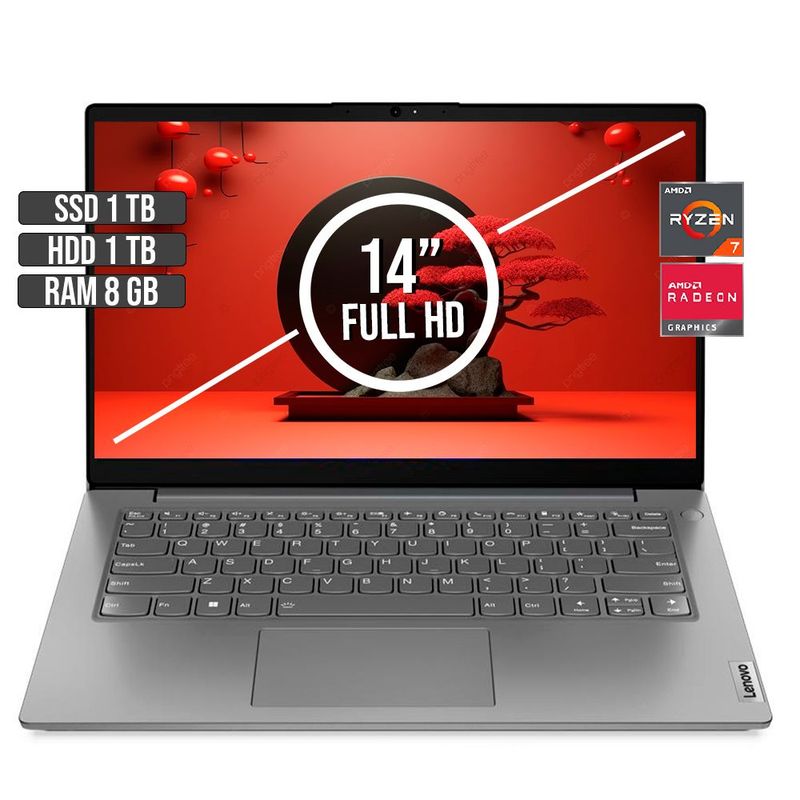 LENOVO - LENOVO V14 AMD RYZEN 7-5825U SSD 1TB + HDD 1TB RAM 8GB LED 14 FULL HD