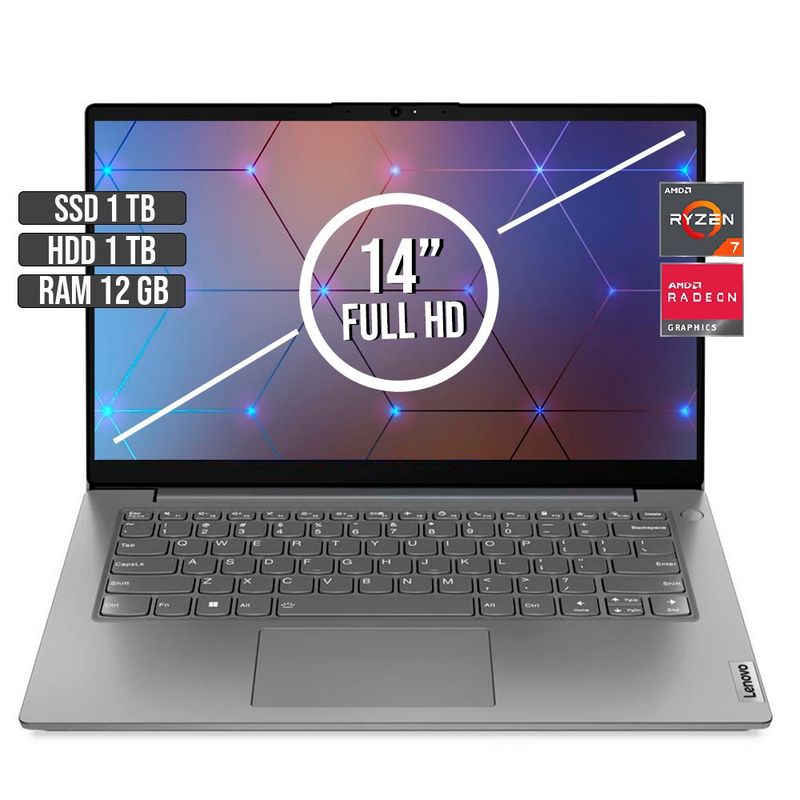 LENOVO - LENOVO V14 AMD RYZEN 7-5825U SSD 1TB + HDD 1TB RAM 12GB LED 14 FULL HD