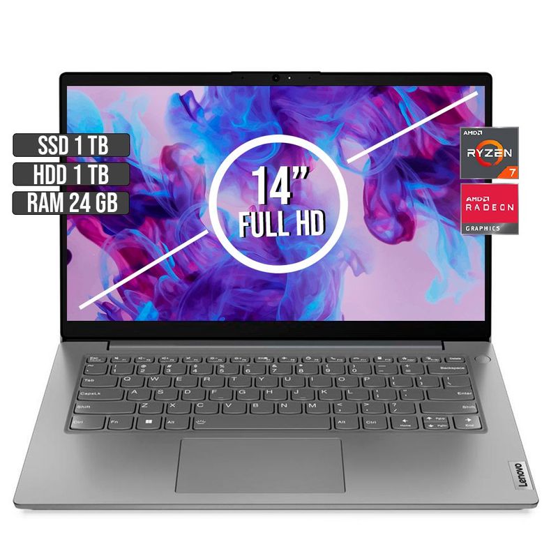 LENOVO - LENOVO V14 AMD RYZEN 7-5825U SSD 1TB + HDD 1TB RAM 24GB LED 14 FULL HD