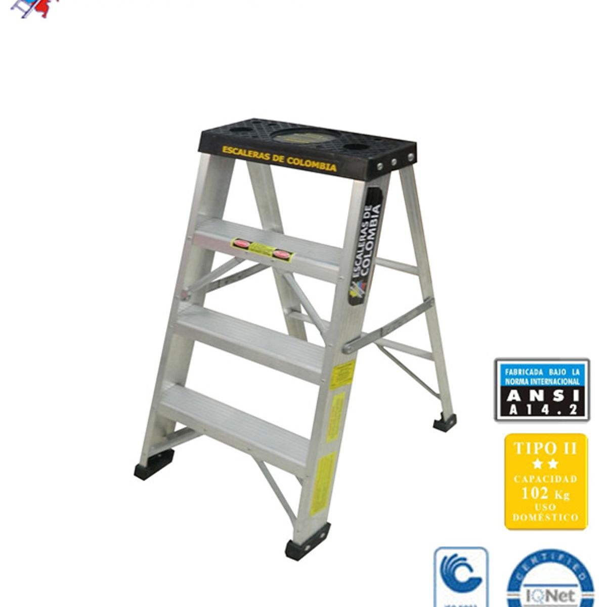 ESCALERAS DE COLOMBIA - Escalera Certificada Tipo Tijera En Aluminio De 3 Pasos / 0.90 Metros 102 Kg Tipo II