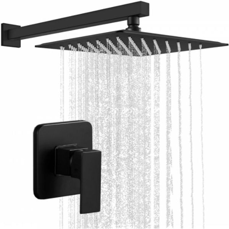 GENERICO - Mezclador Ducha Negro Quadratto  Ducha 30cm Y Tubo Pared