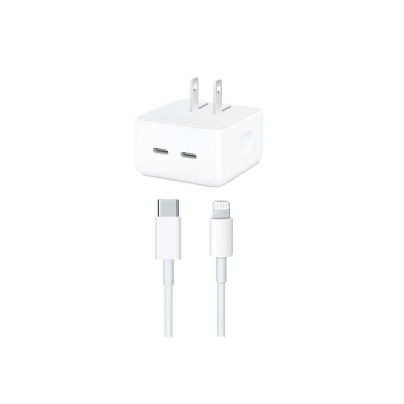 GENERICO - Cargador Doble Puerto para Smartphone 35W Tipo C Cable Lightning