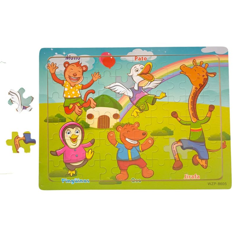 GENERICO - Super Rompecabezas Madera Animales Animados X 60 Piezas