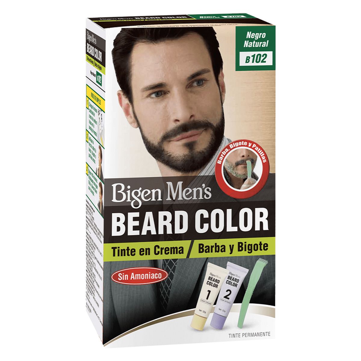 BIGEN - Tinte Bigen Men Barba Y Bigote Negro Natural B102