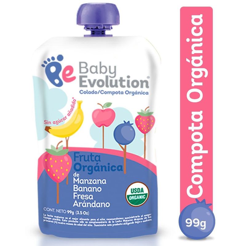 BABY EVOLUTION - Compota Baby Evolution Manzana Banano Fresa Arandano X 99g