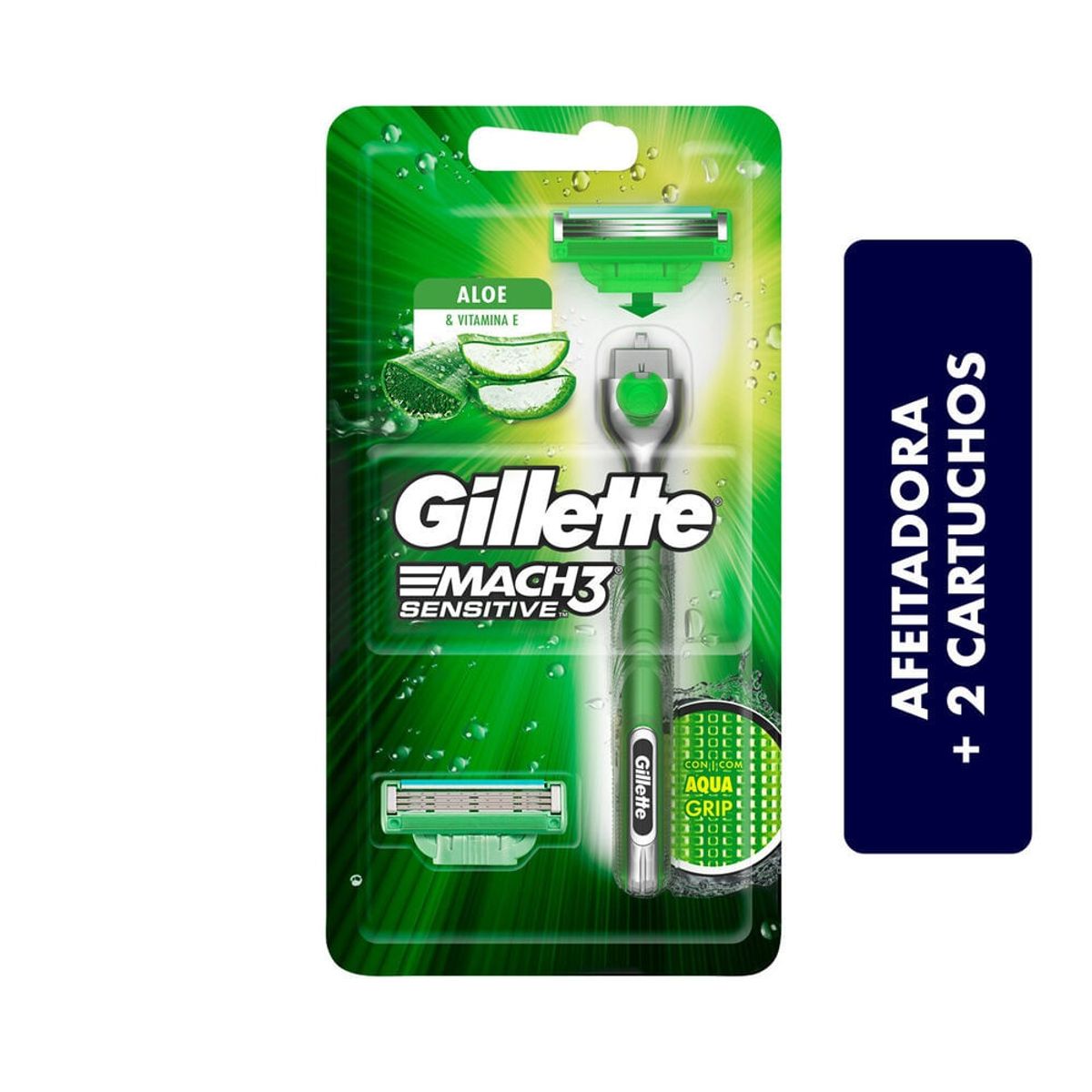 GILLETTE - Maquina Mach 3 Sensitive Gillette + Repuesto X 2und