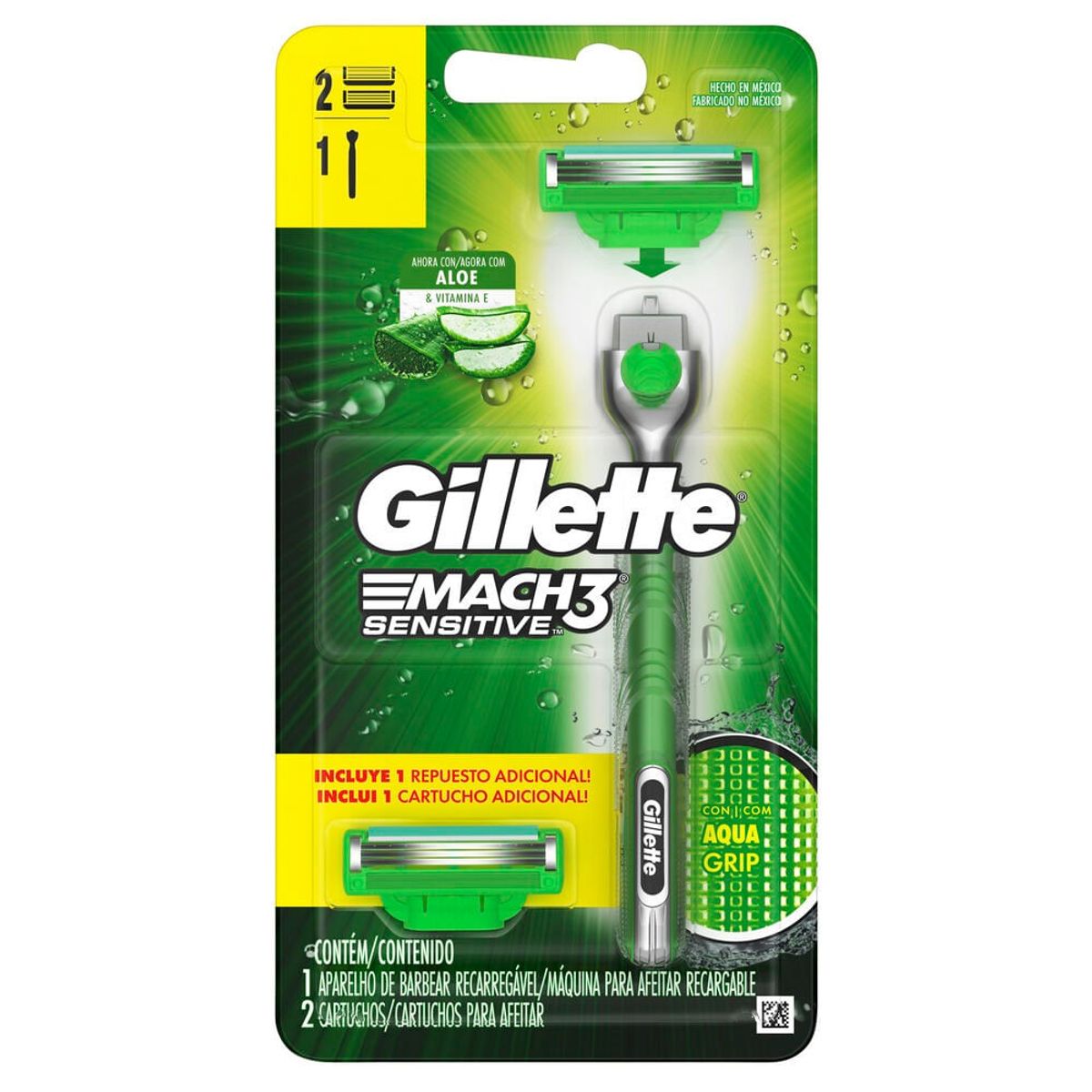 GILLETTE - Maquina Mach 3 Sensitive Gillette + Repuesto X 2und