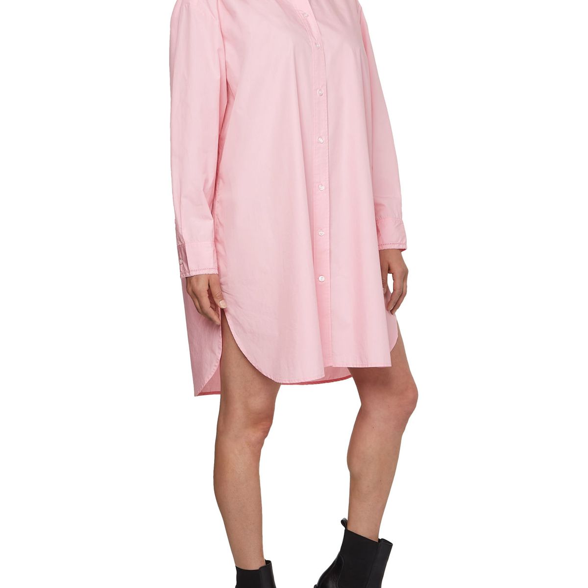 TOMMY HILFIGER - Vestido Camisero Rosado De Algodón Para Mujer Tommy Hilfiger