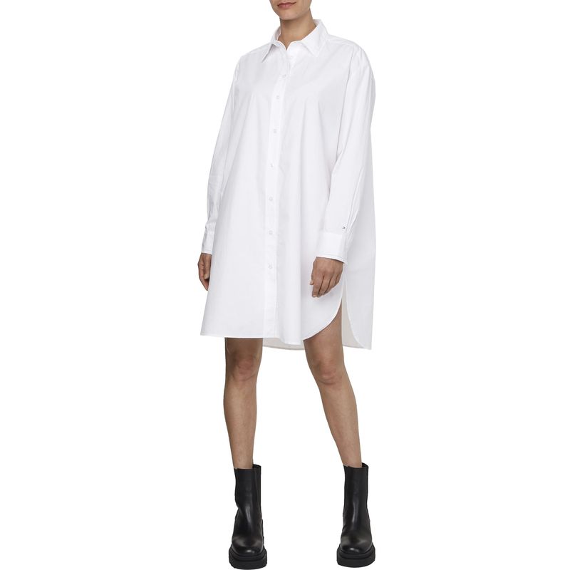 TOMMY HILFIGER - Vestido Blanco Camisero De Algodón Para Mujer Tommy Hilfiger