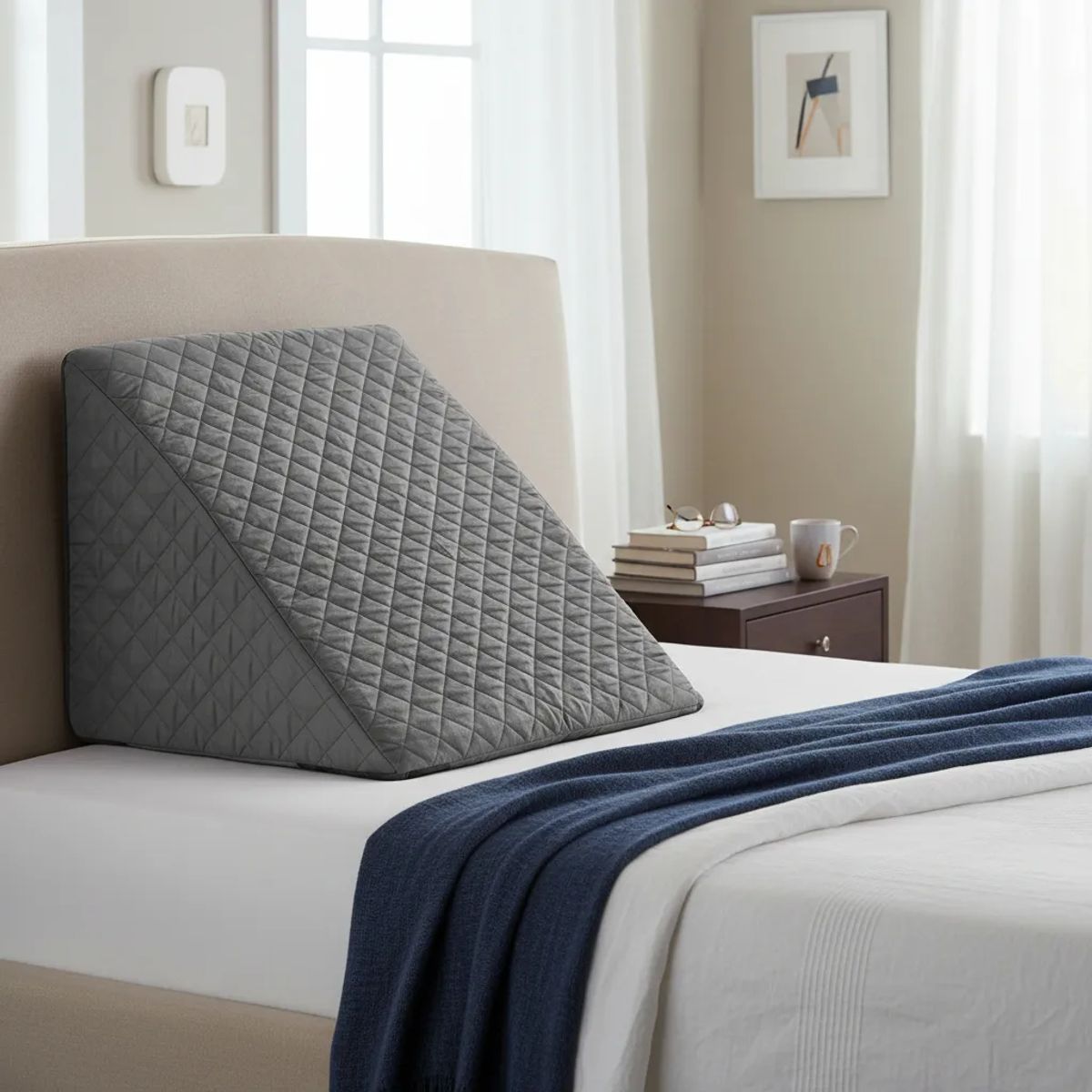 IKSA - Cojín Lumbar Gris en Tela Termosellada y Relleno De Espuma Rosada