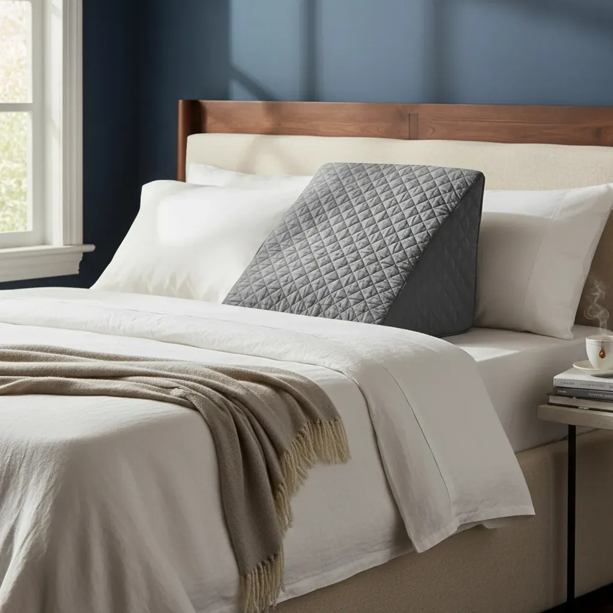 IKSA - Cojín Lumbar Gris en Tela Termosellada y Relleno De Espuma Rosada