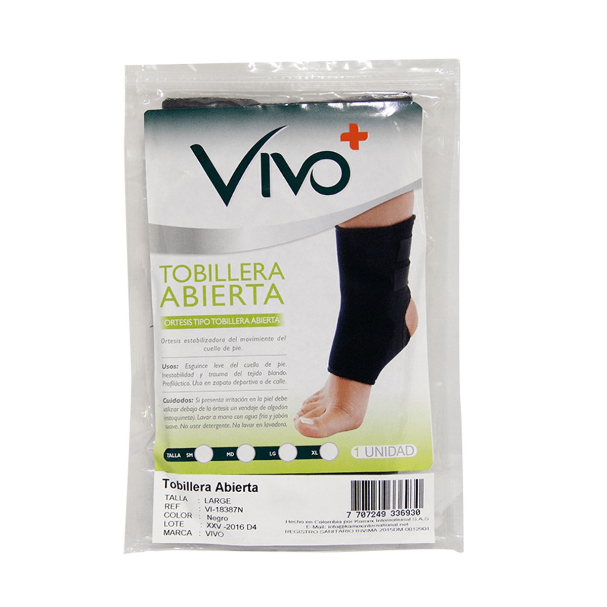 VIVO - Vivo+ Tobillera Corta Md Negra
