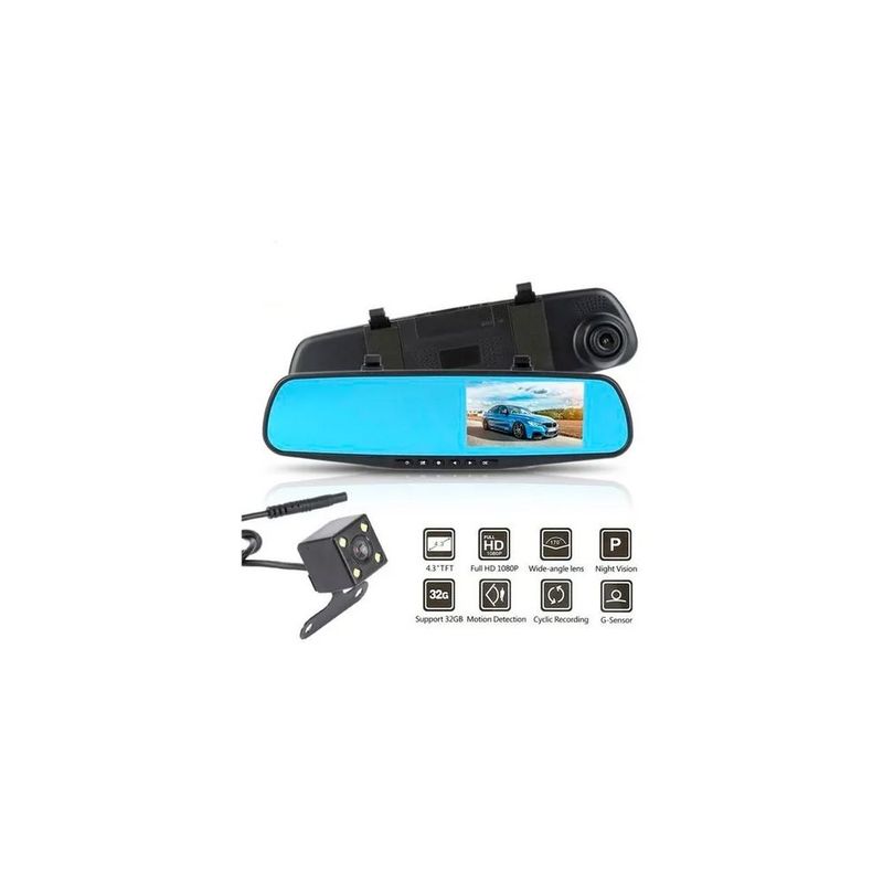 GENERICO - Espejo Retrovisor Doble Camara Full Hd Carro
