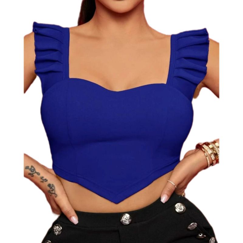 BAPU - Crop top corset tiras con vuelos varillas laterales