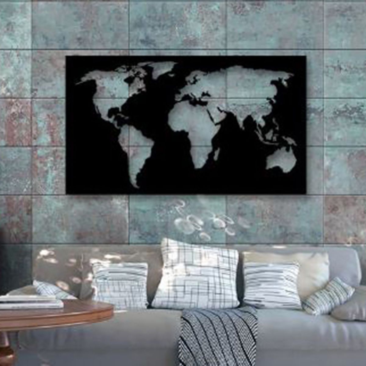 DE CASA - Mapamundi Calado Decasa 60 x 102 cms - Moderno - Negro.