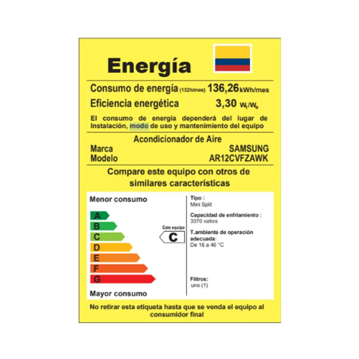 SAMSUNG - Aire Acondicionado Split Inverter 12000 btu Samsung 220v Deluxe