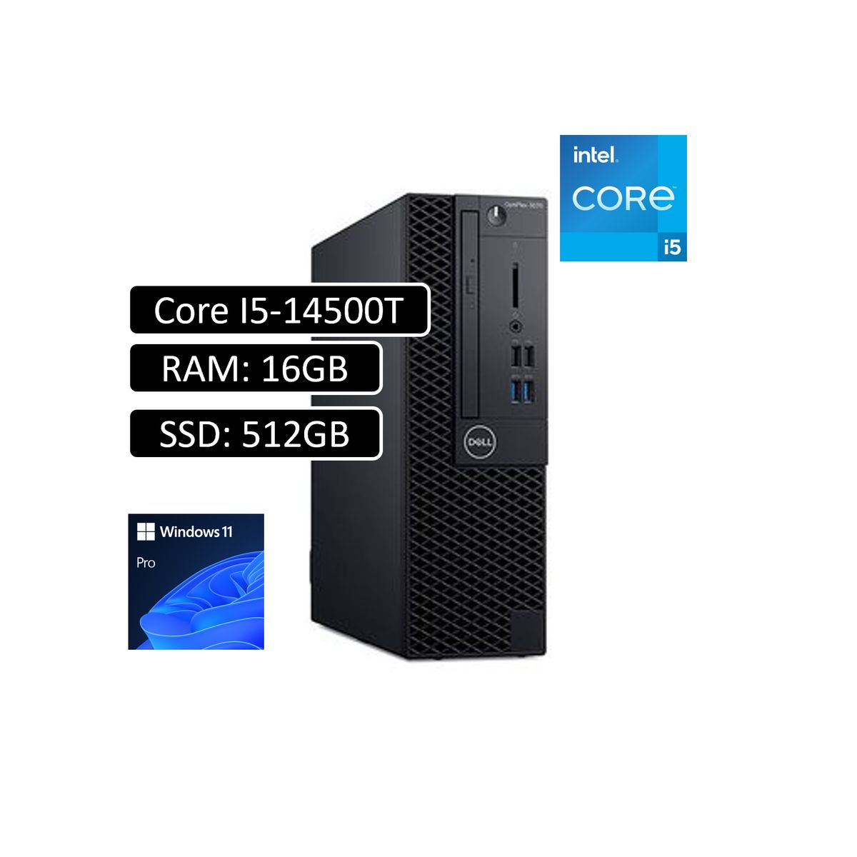 DELL - PC DELL OPTIPLEX 7020 SFF CORE I5 14500T 16GB-512GB SSD -PANTALLA 21.5 - WIN11