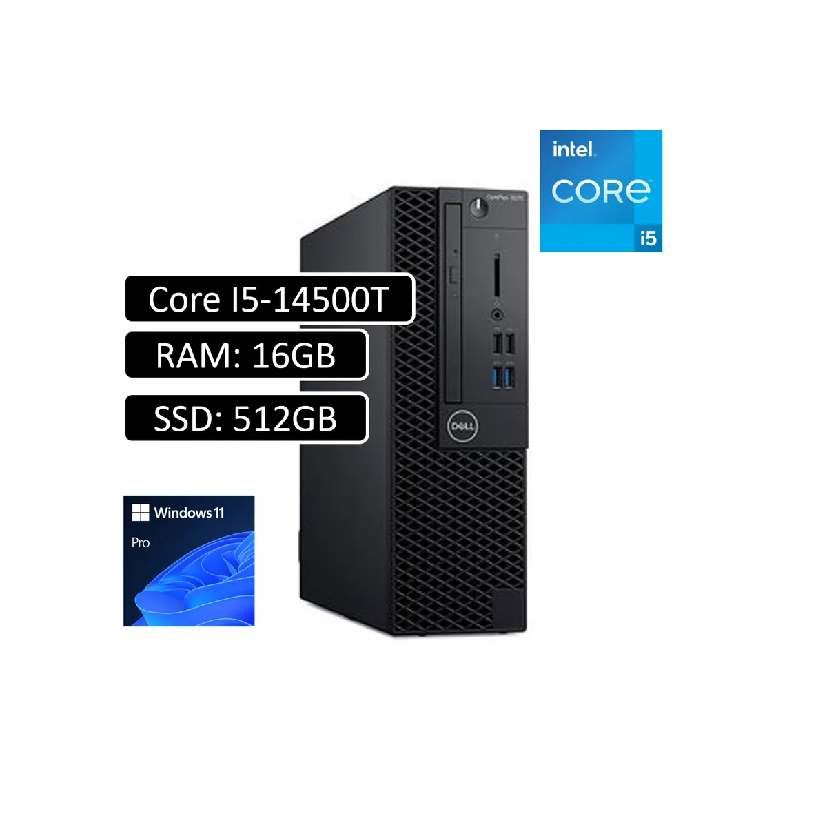 DELL - PC DELL OPTIPLEX 7020 SFF CORE I5 14500T 16GB-512GB SSD -PANTALLA 21.5 - WIN11