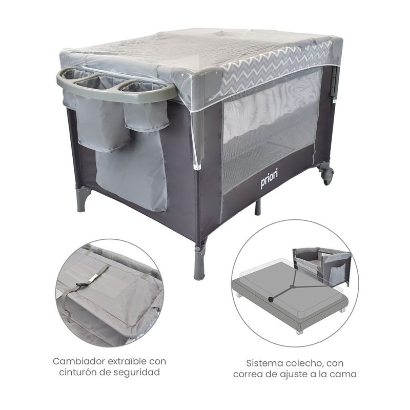 PRIORI - Cuna Colecho Bebe Priori Avanti Gris