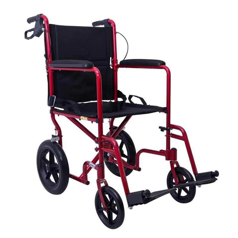 GENERICO - Silla Ruedas Drive Transporte Aluminio Ref. Exp19ltrd Roja