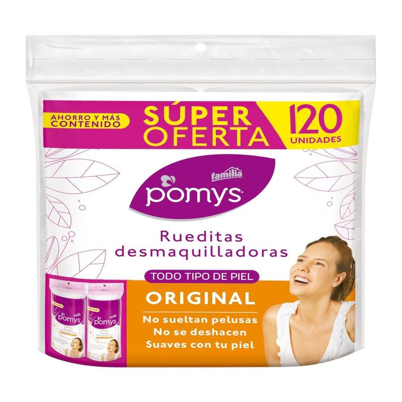 POMYS - Oferta Rueditas Desmaquilladoras Pomys Original 2 X 60und