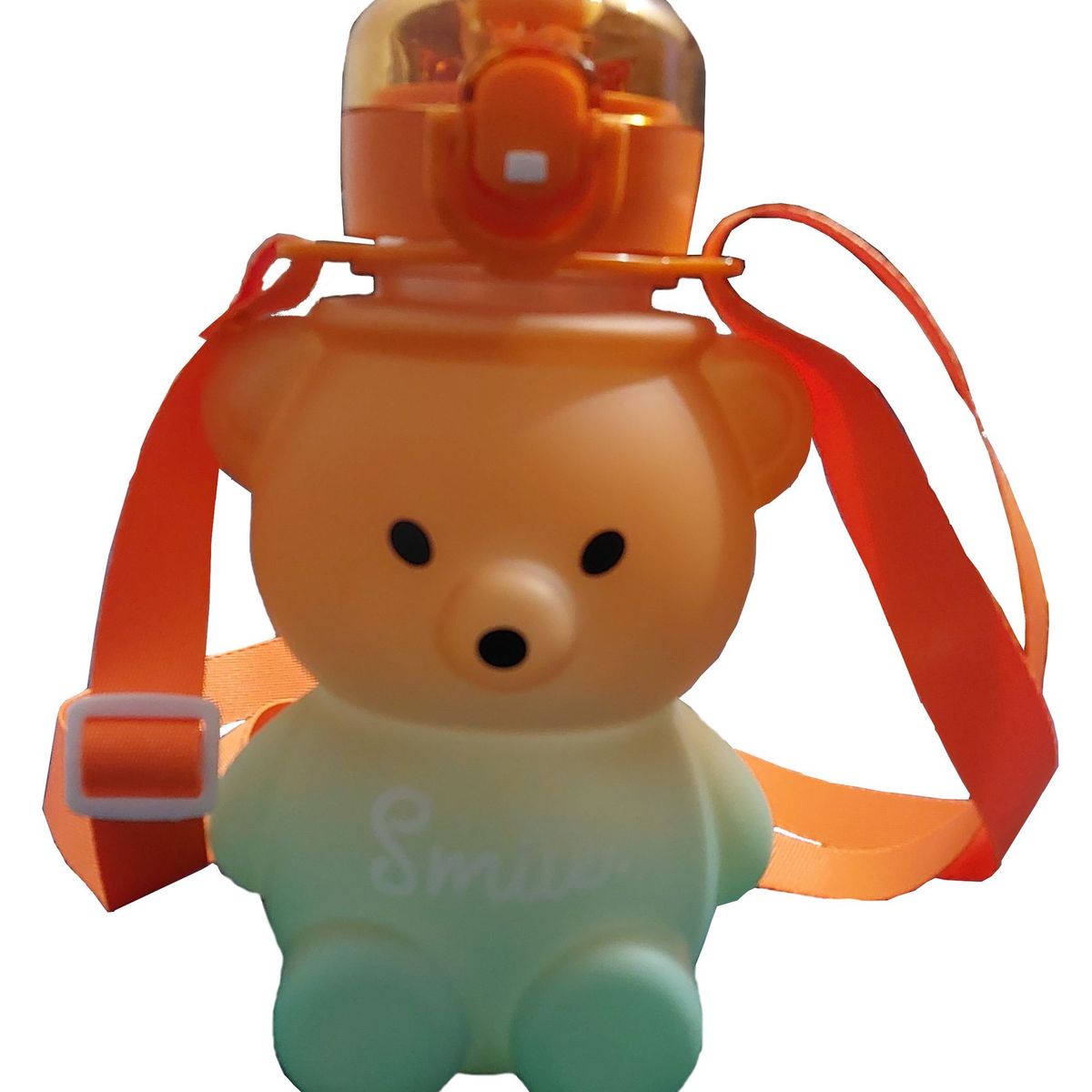 GENERICO - Botella Termo Motivacional  para Agua Oso Osito Naranja-Verde + Stickers