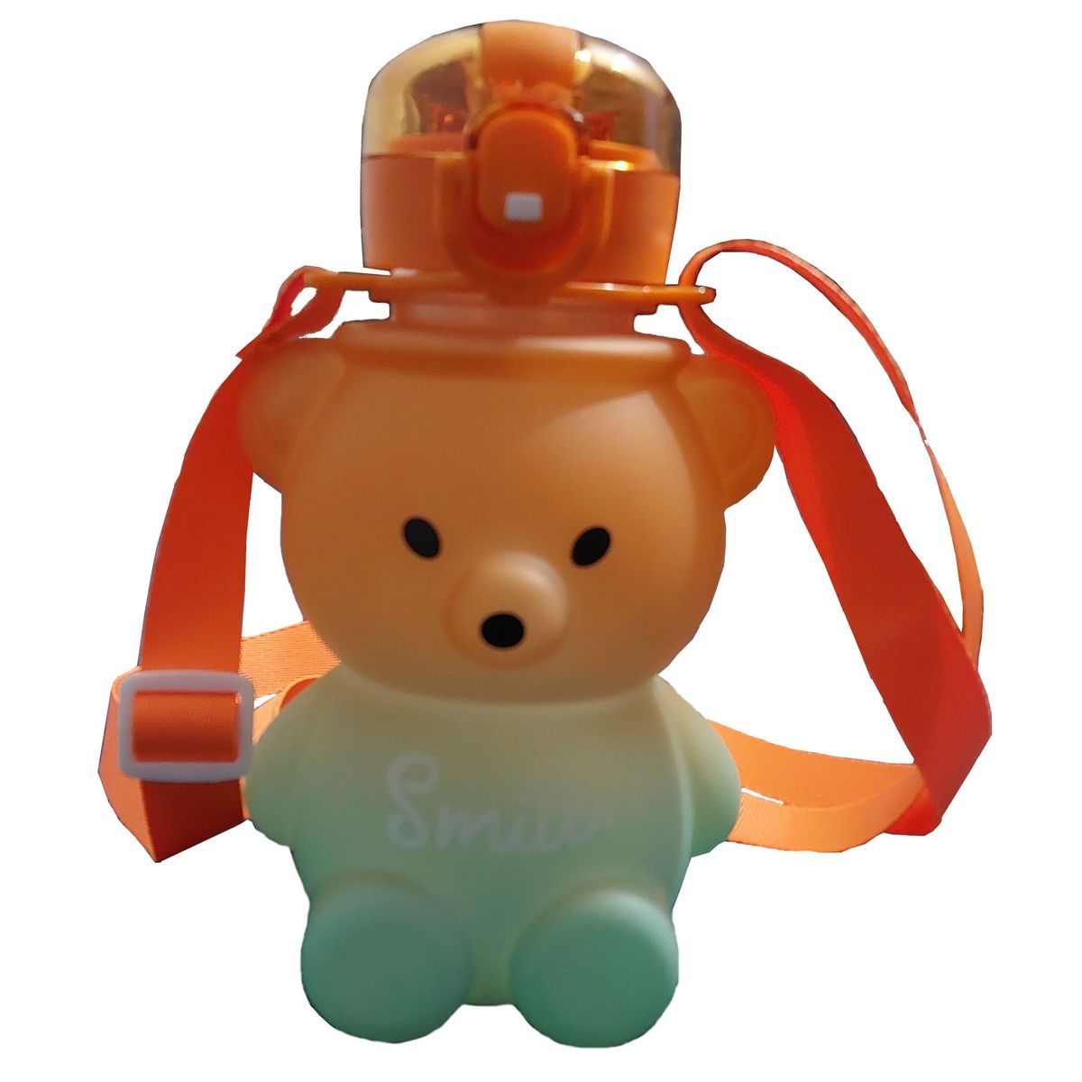 GENERICO - Botella Termo Motivacional  para Agua Oso Osito Naranja-Verde + Stickers